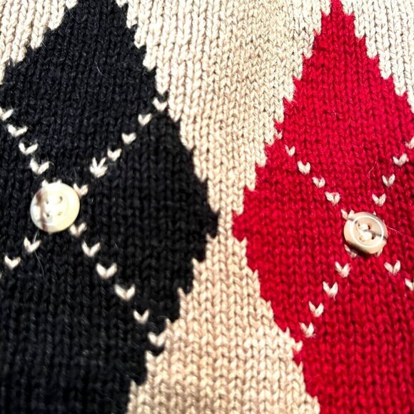 Vintage 70's 80's BOUNDARY WATERS Argyle Zip Up Padded Shoulder Cardigan Sweater - Picture 10 of 10